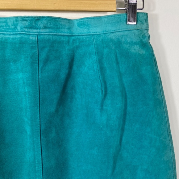 1990’s BAGATELLE Turquoise Suede Skirt Mid Length Size 10 Small - Picture 3 of 8